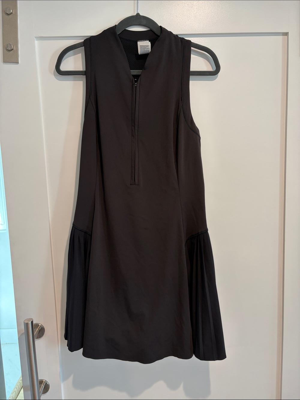Athleta Black Sleeveless Zip-Front Mini Dress